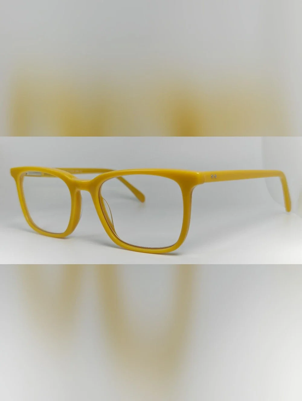 Etched. Mustard Yellow Eyeglass Frames Trendy Color. Rectangular.